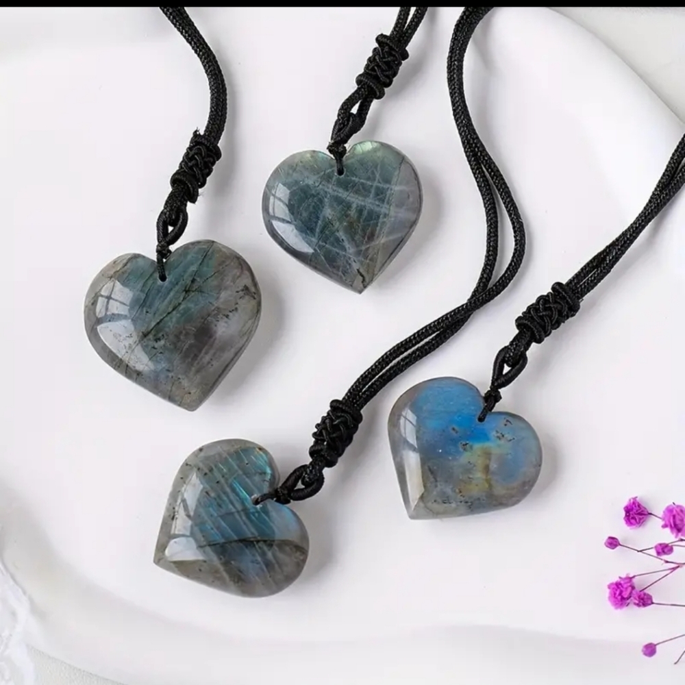Heart natural labordite necklace